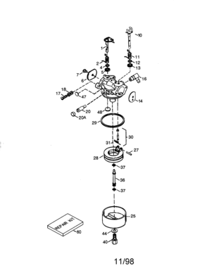 Carburetor No. 640178 Diagram and Parts List for 143995004  Craftsman Engine
