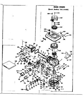 Basic Engine Diagram and Parts List for 143144092  Craftsman Engine