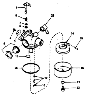 Carburetor No. 6323889 Diagram and Parts List for 143384512  Craftsman Engine