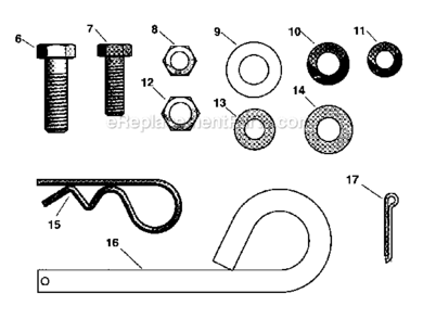 Hardware Diagram and Parts List for 48624540  Craftsman Log Splitter