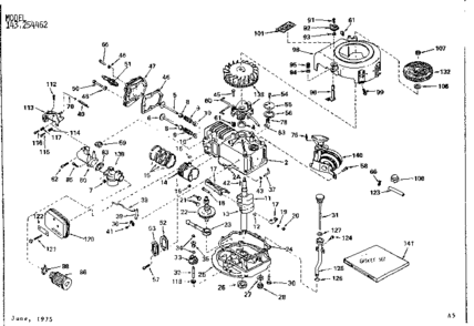Engine Diagram and Parts List for 143254462  Craftsman Engine
