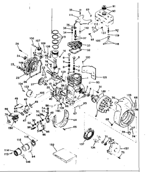 Basic Engine Diagram and Parts List for 143581032  Craftsman Engine