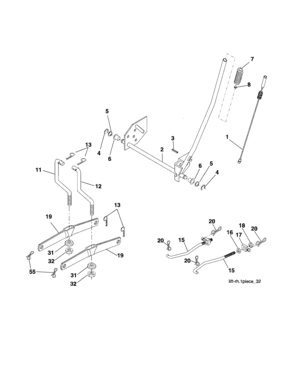 Mower Lift Diagram and Parts List for 917254691  Craftsman Lawn Tractor