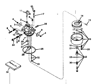Carburetor Diagram and Parts List for 143576072  Craftsman Engine