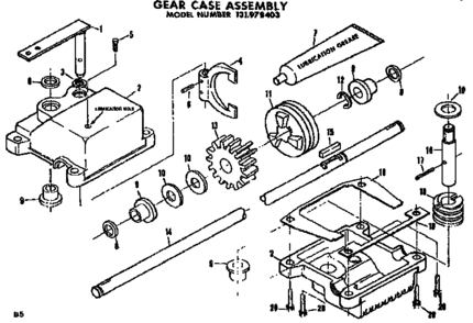 Gear Case Assembly Diagram and Parts List for 131978403  Craftsman Lawn Mower