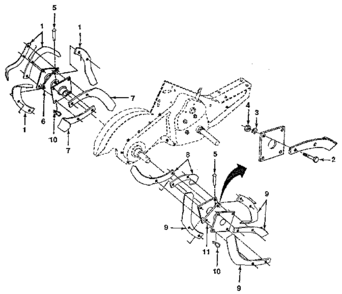 Tines Diagram and Parts List for 917299711  Craftsman Tiller