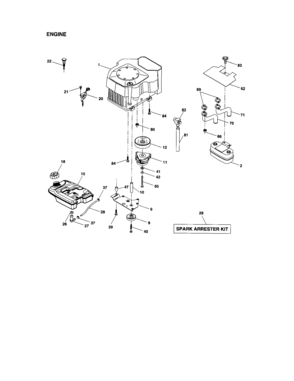 Engine Diagram and Parts List for 917276013  Craftsman Lawn Tractor