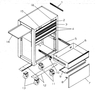 Chest Diagram and Parts List for 70665201A  Craftsman Tool Stand & Cart