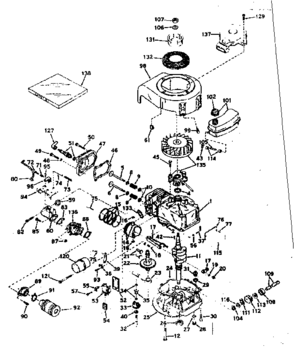 Basic Engine Diagram and Parts List for 143214022  Craftsman Engine