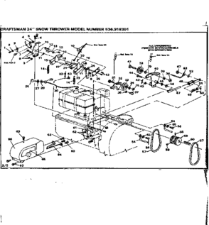 Drive Assembly Diagram and Parts List for 536918301  Craftsman Snow Blower