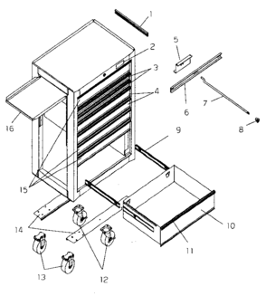 Chest Diagram and Parts List for 706659131  Craftsman Tool Stand & Cart