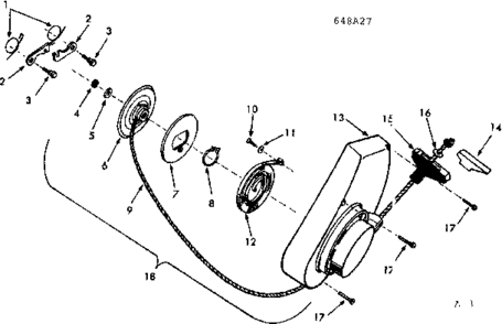 Replacement Parts Diagram and Parts List for 917648A27  Craftsman Lawn Mower