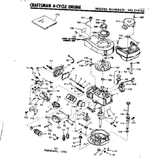 Replacement Parts Diagram and Parts List for 143314122  Craftsman Engine