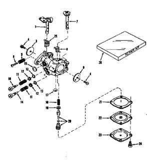 Carburetor No. 29780 Diagram and Parts List for 143501241  Craftsman Engine
