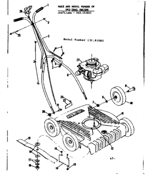 Replacement Parts Diagram and Parts List for 13191082  Craftsman Lawn Mower