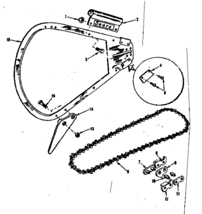 Blade And Chain Diagram and Parts List for 917352010  Craftsman Chainsaw