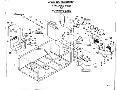 Mounting Base Diagram and Parts List for 580325080  Craftsman Engine