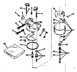 Carburetor Diagram and Parts List for 143147012  Craftsman Engine