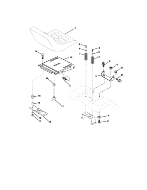 Seat Assembly Diagram and Parts List for 9172720601  Craftsman Lawn Tractor