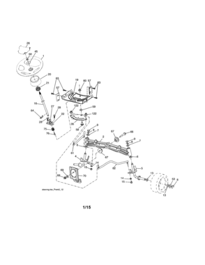 Steering Diagram and Parts List for 917986471  Craftsman Lawn Tractor