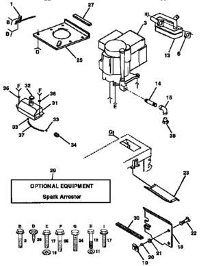 Engine Diagram and Parts List for 917257630  Craftsman Lawn Tractor