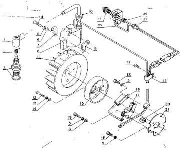 Magneto Assembly Diagram and Parts List for 271281611  Craftsman Trimmer