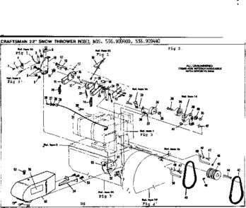 Drive Assembly Diagram and Parts List for 536909440  Craftsman Snow Blower