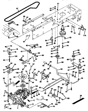 Drive Diagram and Parts List for 917256491  Craftsman Lawn Tractor