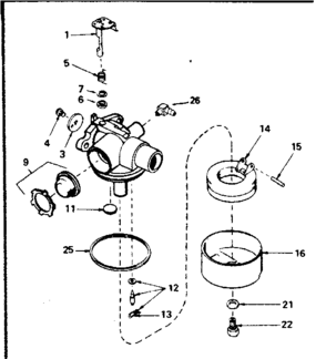 Carburetor Diagram and Parts List for 143384102  Craftsman Engine