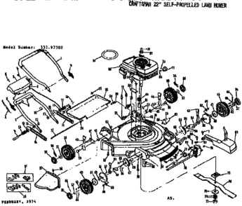Replacement Parts Diagram and Parts List for 13197380  Craftsman Lawn Mower