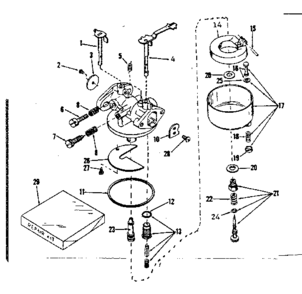 Carburetor No. 630985 Diagram and Parts List for 143535012  Craftsman Engine