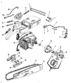 Chain/blade And Oil/fuel Parts Diagram and Parts List for 917351040  Craftsman Chainsaw