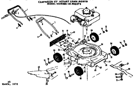 Replacement Parts Diagram and Parts List for 131902573  Craftsman Lawn Mower