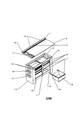 8 Drawer Workbench Diagram and Parts List for 706655745  Craftsman Tool Stand & Cart
