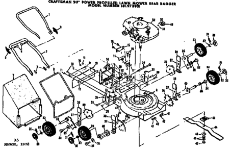 Mower Deck Diagram and Parts List for 131973931  Craftsman Lawn Mower