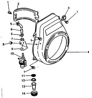 Blower Housing And Fuel Shut Off Diagram and Parts List for 636299950  Craftsman Engine