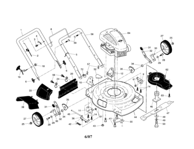 Engine/housing/handle Diagram and Parts List for 917375611  Craftsman Lawn Mower