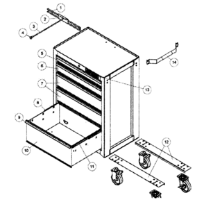 Part Location Diagram of A15378A14-EBK Craftsman Tool chest drawer, 9-in