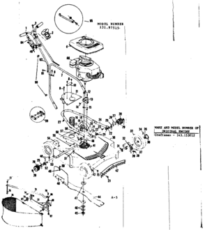 Replacement Parts Diagram and Parts List for 13197515  Craftsman Lawn Mower