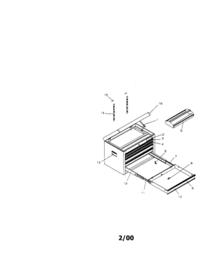 5 Drawer Ball Bearing Chest Diagram and Parts List for 706653350  Craftsman Tool Stand & Cart