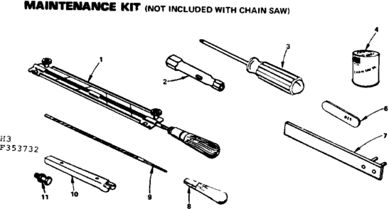 Maintenance Kit Not Included With Chain Saw Diagram and Parts List for 917353772  Craftsman Chainsaw