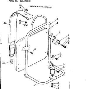 Backpack Band And Frame Diagram and Parts List for 271798810  Craftsman Trimmer