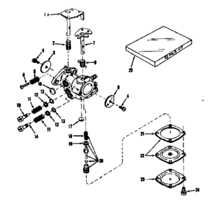 Carburetor No. 630989 Diagram and Parts List for 143531042  Craftsman Engine