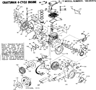 Engine Diagram and Parts List for 143652072  Craftsman Engine