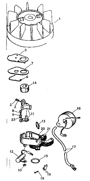 Magneto #610552 Diagram and Parts List for 91760014  Craftsman Chainsaw