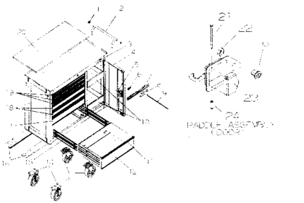 Part Location Diagram of A14606A1-EB2 Craftsman Tool chest drawer, 6-in