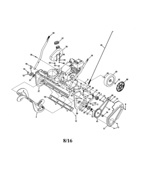 Lower Handle/auger/fuel Tank Diagram and Parts List for 247116831  Craftsman Snow Blower