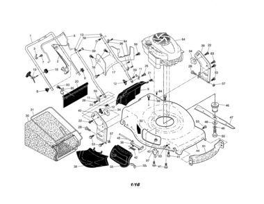 Engine/housing/handle Diagram and Parts List for 917370926  Craftsman Lawn Mower