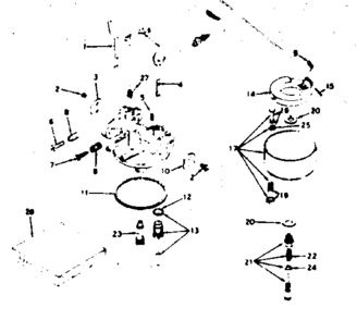 Carburetor Diagram and Parts List for 143582112  Craftsman Engine