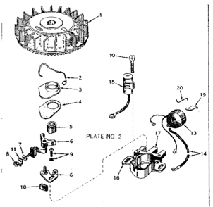 Magneto No. 610716 Diagram and Parts List for 200183122  Craftsman Engine